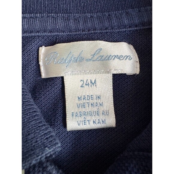 POLO Ralph Lauren Baby Boys 24M Navy Blue Polo Bear Short Sleeve Shirt Knit - Picture 3 of 7